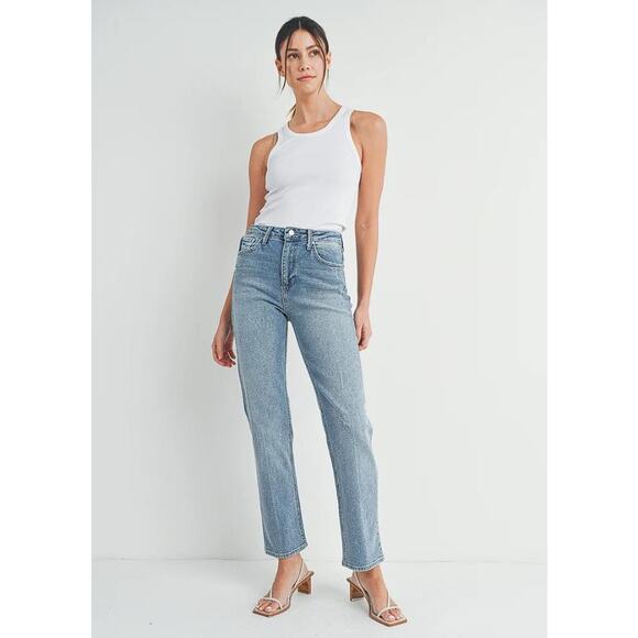 JUST BLACK DENIM Women's The Everything Straight Size 30 In Medium Denim - Picture 1 of 13